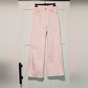 H&M Womens High Waist Straight Wide Leg Jeans Sz 4 Lt Pink Boho, 90s Streetwear